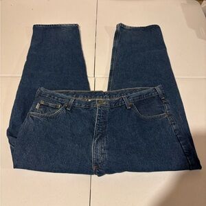 Carhartt Flannel Lined Straight Blue Denim Utility Work Jeans Men’s Size 42x30